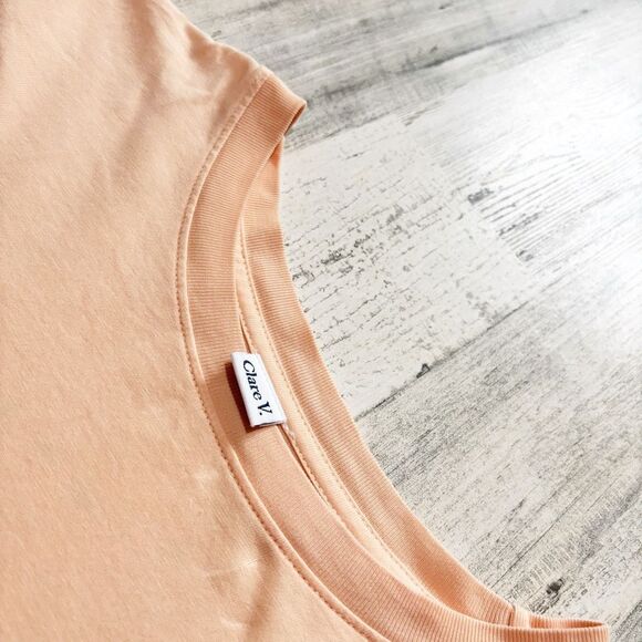 Clare V Women’s Classic Tee With Ciao In Blush Size XL - Picture 5 of 7